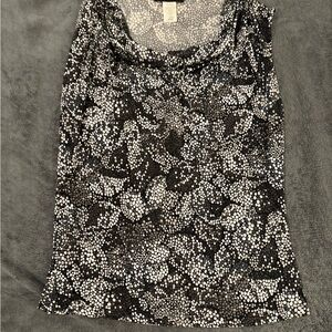 Black/Grey/White Dot Patterned Top with Cowl Neck